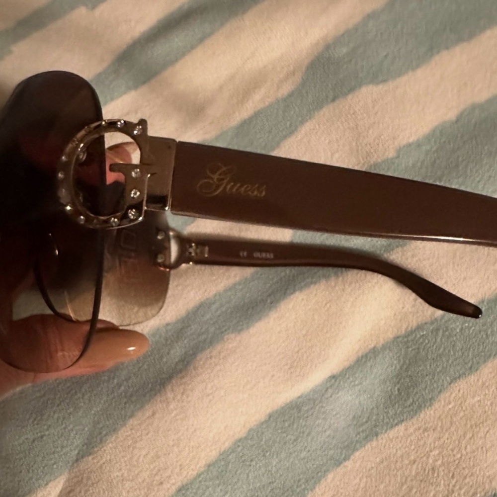 Guess Dark Brown Sunglasses with Rhinestone Logo